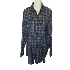 Sundry plaid tunic with roll tab sleeves size 3 large